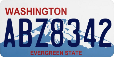 WA license plate ABZ8342
