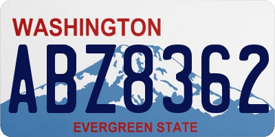 WA license plate ABZ8362
