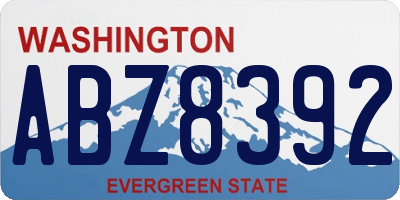 WA license plate ABZ8392