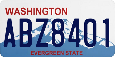 WA license plate ABZ8401