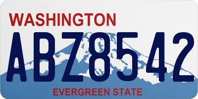WA license plate ABZ8542