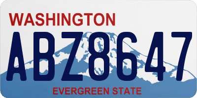 WA license plate ABZ8647