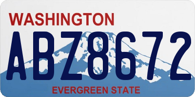 WA license plate ABZ8672