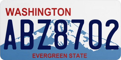 WA license plate ABZ8702