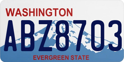 WA license plate ABZ8703
