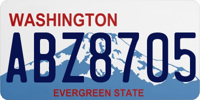 WA license plate ABZ8705