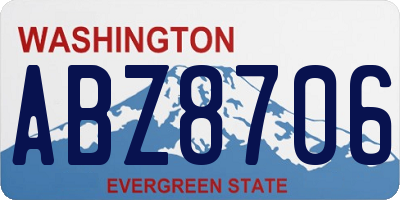 WA license plate ABZ8706