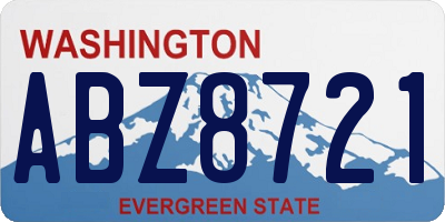 WA license plate ABZ8721