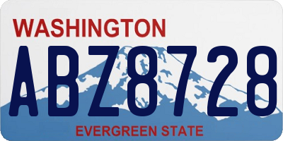 WA license plate ABZ8728
