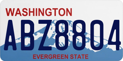 WA license plate ABZ8804