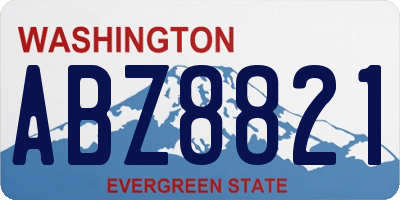 WA license plate ABZ8821