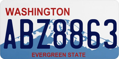 WA license plate ABZ8863