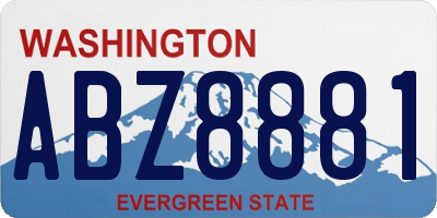 WA license plate ABZ8881