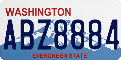 WA license plate ABZ8884