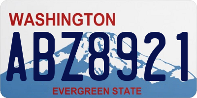 WA license plate ABZ8921