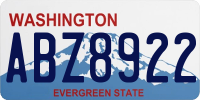 WA license plate ABZ8922