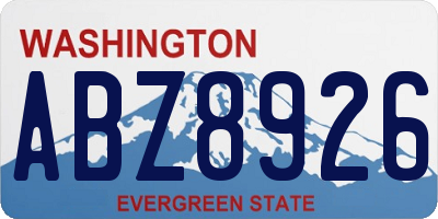 WA license plate ABZ8926