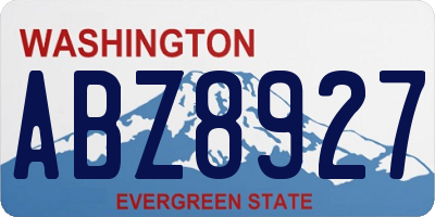 WA license plate ABZ8927
