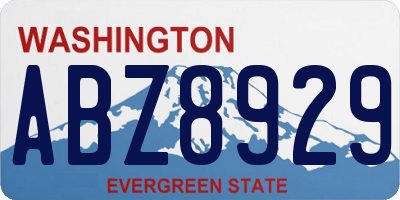 WA license plate ABZ8929