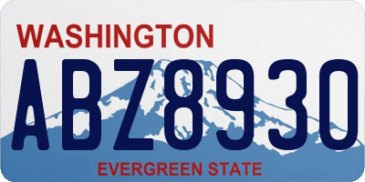 WA license plate ABZ8930