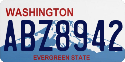 WA license plate ABZ8942