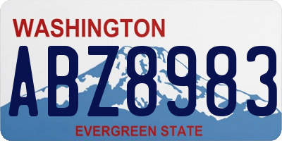 WA license plate ABZ8983