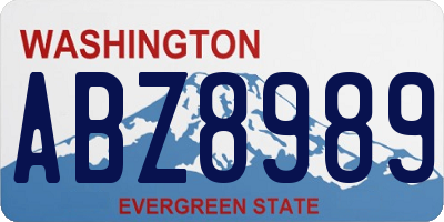 WA license plate ABZ8989