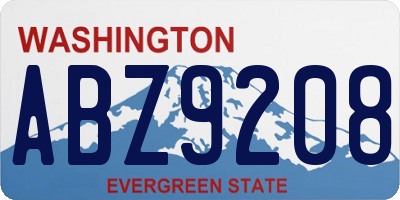 WA license plate ABZ9208