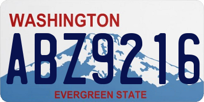 WA license plate ABZ9216