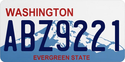 WA license plate ABZ9221