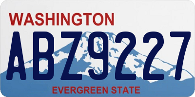 WA license plate ABZ9227