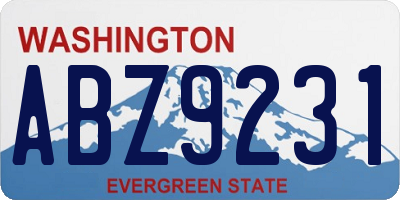 WA license plate ABZ9231