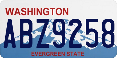 WA license plate ABZ9258