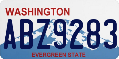 WA license plate ABZ9283