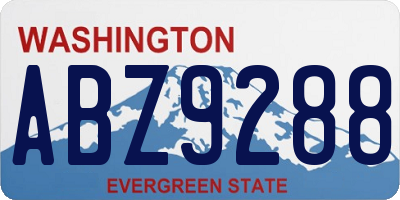 WA license plate ABZ9288