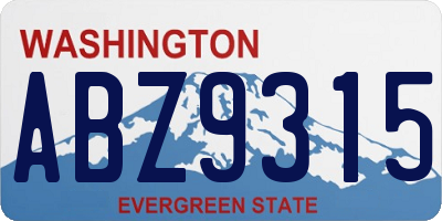 WA license plate ABZ9315
