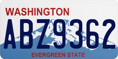 WA license plate ABZ9362