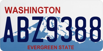 WA license plate ABZ9388