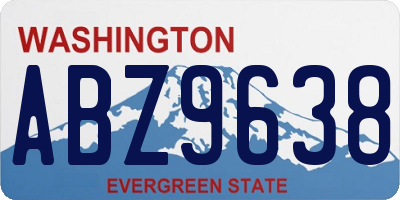 WA license plate ABZ9638