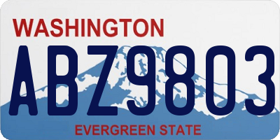 WA license plate ABZ9803