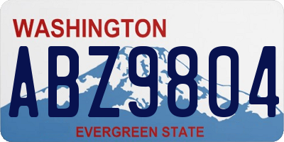 WA license plate ABZ9804