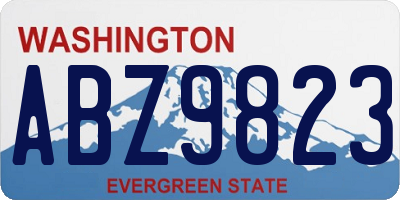 WA license plate ABZ9823