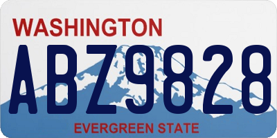 WA license plate ABZ9828