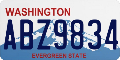 WA license plate ABZ9834