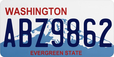 WA license plate ABZ9862