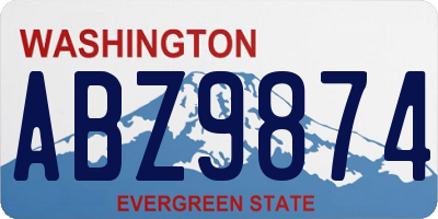 WA license plate ABZ9874