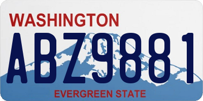 WA license plate ABZ9881