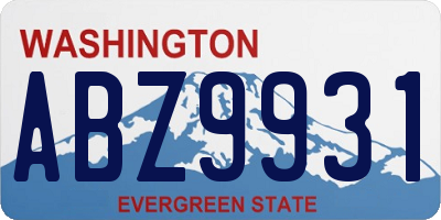 WA license plate ABZ9931