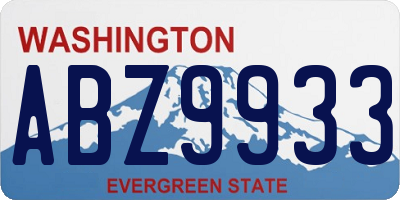 WA license plate ABZ9933