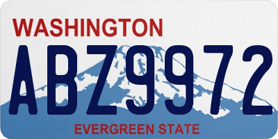 WA license plate ABZ9972